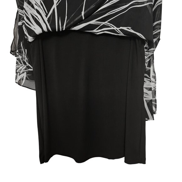 Alfani Black White Mesh Leaf Printed Stretchy Sleeveless Top Size 0X - Picture 5 of 6